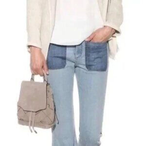 Rag & Bone Santa Cruz Flared Cropped Patch Varick Jeans Size 30 Raw Hem